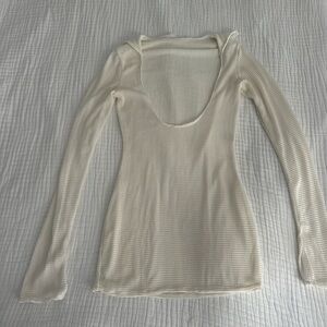 Cream Long Sleeve Swim Coverup Dress